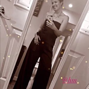 Black Satin belted jumpsuit